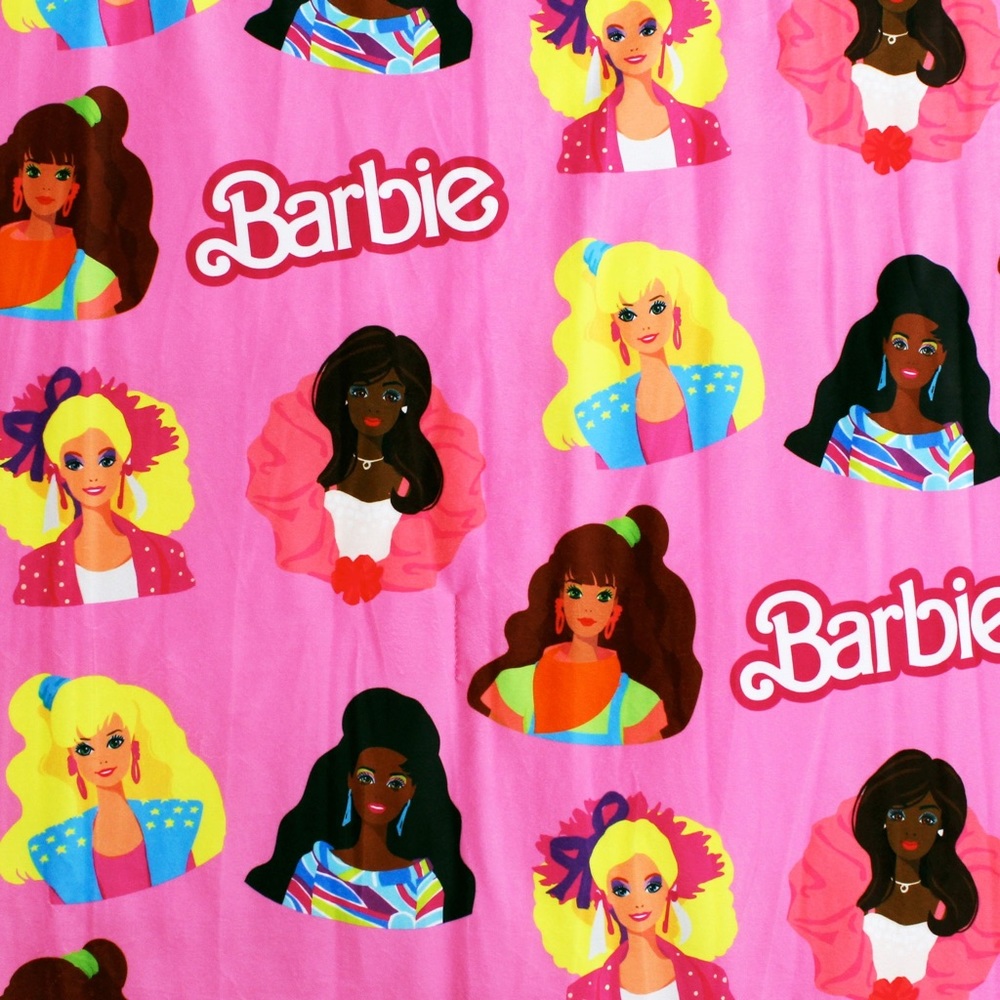 Vintage Barbie Pink Chic Ruffle Cozy Blanket NWT Limited Edition Collaboration - Picture 2 of 5